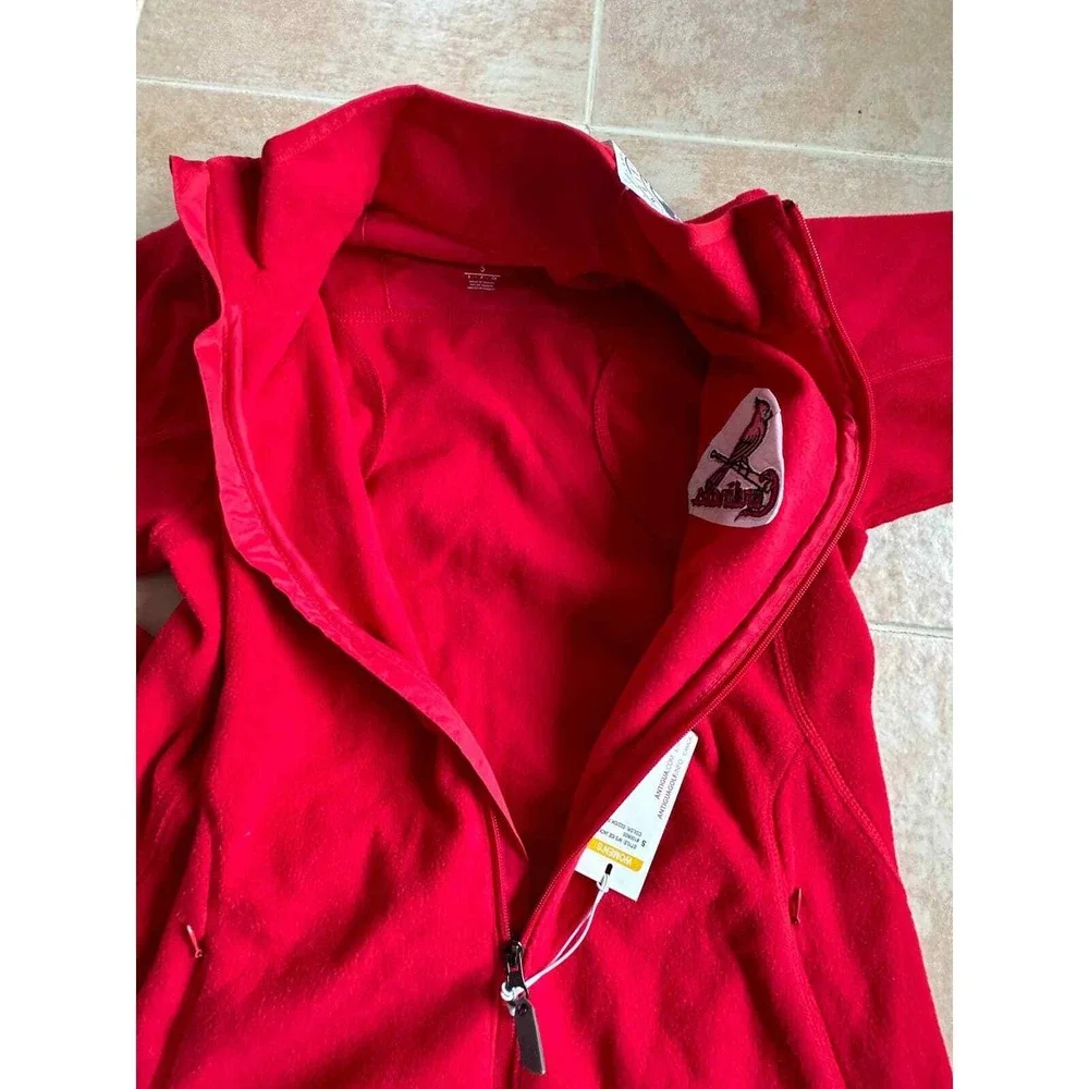 Antigua Ice Red fleece Jacket front zipper‎ Cardinals MLB women's size Small
